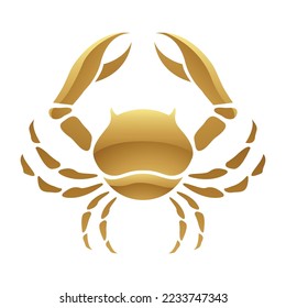 Golden Zodiac Sign Cancer on a White Background