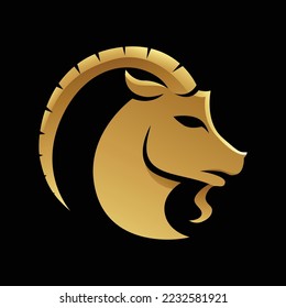 Golden Zodiac Sign Capricorn on a Black Background