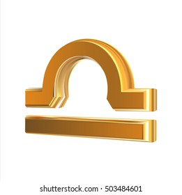 Golden zodiac sign Libra, object made with mesh