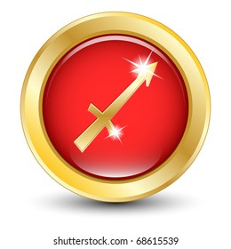 Golden zodiac sign Sagittarius. Vector