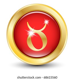 Golden zodiac sign Taurus. Vector