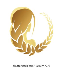 Golden Zodiac Sign Virgo on a White Background