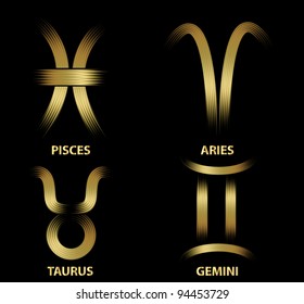 Golden zodiac signs.