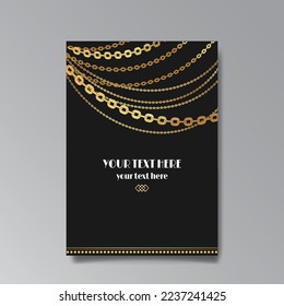 Golden-black A4 page template, menu, flyer, card, invitation, geometric city. Art Deco Art Nuevo style beautiful background. Antique style design.