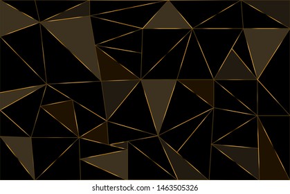 Golden,black and brown modern gradient triangle background texture made out of triangles of different sizes in vector art, to be used as background,texture for sites,posters. Low Poly texture