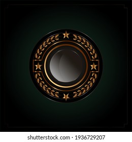 A golden-black laurel pattern that represents an achievement award. Space for inserting text, vector illustration, black-green gradient background