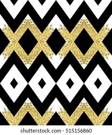 Golden-Black-White pattern, geometric. Stylish design