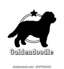 Goldendoodle. hund silhouette, hund, hund rassen, logo, vektor, silhouette, logo design, tier, grafik, symbol, zeichen, design, schwarz, symbol, haustier