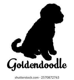 Goldendoodle dog silhouette, dog breeds, logo, vector, silhouette,  animal, illustration, icon, sign, design, black, symbol, pet, love
