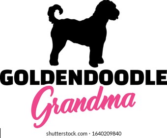 Goldendoodle Grandma silhouette in black