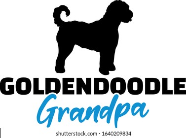 Goldendoodle Grandpa silhouette in black