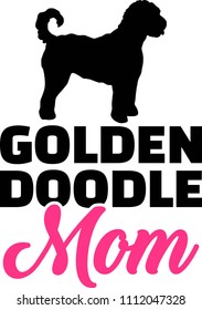 Goldendoodle mom silhouette with pink word