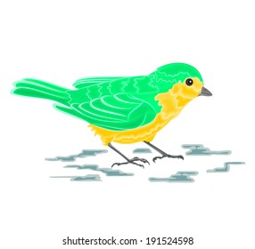 Golden-green bird vector illustration