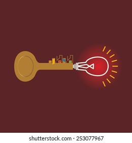 golden-key-connecting-bulb-idea-concept
