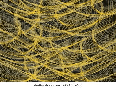 Golden-orange-black cell background for fabrics or textiles. Wavy linear backdrop for business concepts, prints, covers, interior solutions, backgrounds and textures, scrapbooking, tiles, etc. Vector