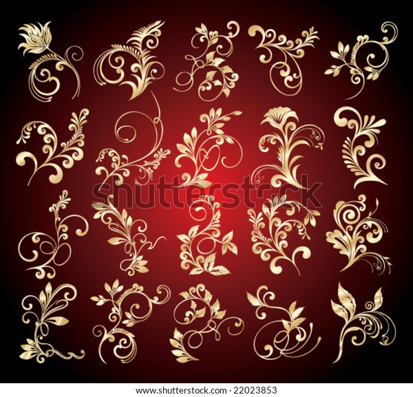 Goldens floral elements for\
design
