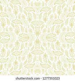 Golden-white seamless vector paisley pattern