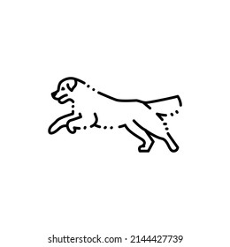 Golder retriever jumping color line icon. Pictogram for web page, mobile app, promo.