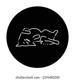 Golder retriever lying on back color line icon. Pictogram for web page, mobile app, promo.