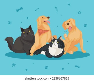 goldern retrievers and cats characters