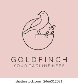 goldfinch bird line art logo vector symbol illustration design