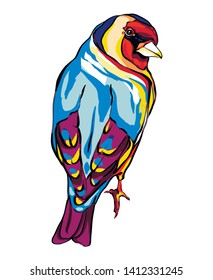 goldfinch bird vector art, many colors