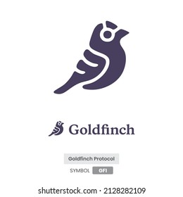 Goldfinch Protocol (GFI) Crypto currency logo and symbol icons vector template. Can be used as stickers, badges, buttons and emblems for virtual digital money technology concept