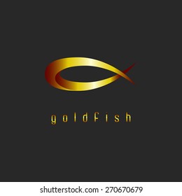Goldfish abstract logo, concept shape of animal, mockup jewelry