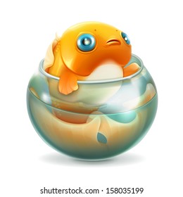 Goldfish in aquarium, vector