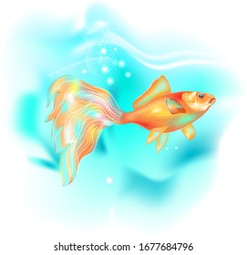 Goldfish in aquarium. Wall sticker