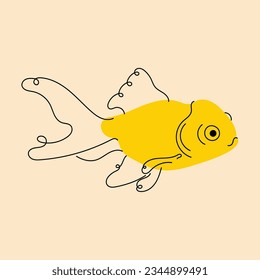 Goldfish. Avatar, badge, poster, logo templates, print. Vector illustration in flat cartoon style