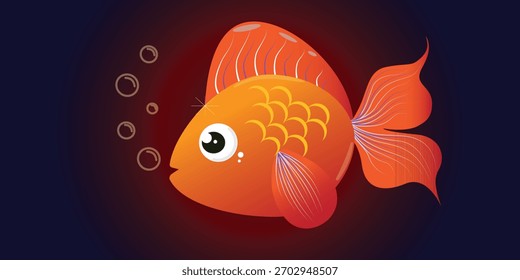 goldfish background isolated on dark background