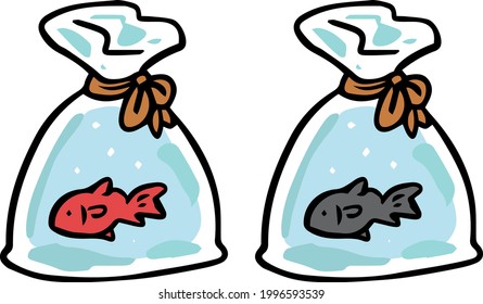 Goldfish in a bag Red and black