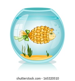 Goldfish in the bowl vector illustration