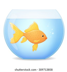 Goldfish in bowl.Cartoon vector.