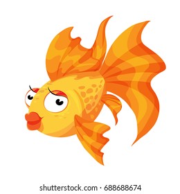 Goldfish cartoon character smiling fashionable gold Princess