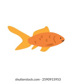 Goldfish cartoon clipart. Cute comet goldfish vector illustration. Animal in flat style. Sea animals concept isolated on white background