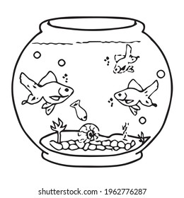 Goldfish Coloring Book Pages Kids Outline Stock Vector (Royalty Free ...