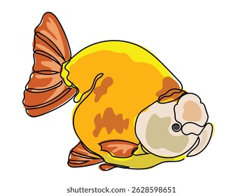 Goldfish in a continuous line drawing on a white background.