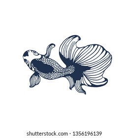goldfish decorative , hand drawing, vector illustration isolated on white background