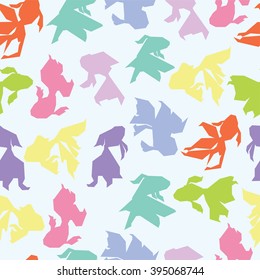 Goldfish design pattern. Seamless pattern colorful background.