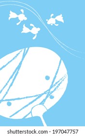Goldfish and a fan postcard / vector illustration