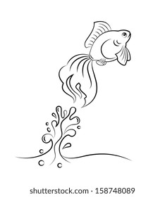 Figura de pez dorado saltando de la Ilustración vectorial de agua