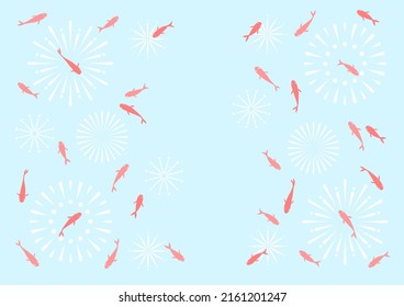 Goldfish and fireworks. Vector illustration. Background design. 