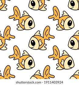 la cabeza de pez dorado es una huella textil sin fisuras. Ideal para la tela vintage de verano, la reserva de chatarra, el papel pintado, el giftwrap. diseño de fondo de patrón de repetición