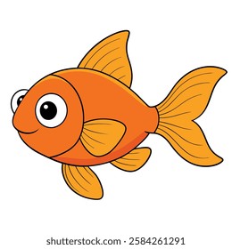 Goldfish fish isolated flat vector illustration on white background