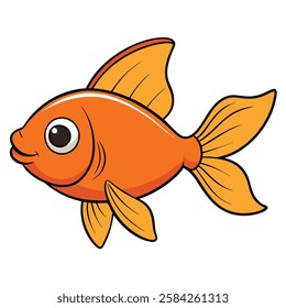 Goldfish fish isolated flat vector illustration on white background