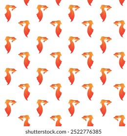 Goldfish with a fluffy tail. Seamless pattern. Vector illustration isolated on a white background.