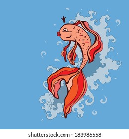 Goldfish. Hand drawn vector illustration.