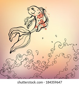 Goldfish. Hand drawn vector illustration.